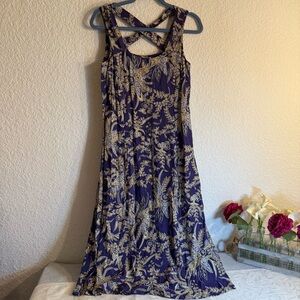 Coldwater Creek Size 8 Purple Floral Button Up Cross Back Maxi Flare Dress NWOT